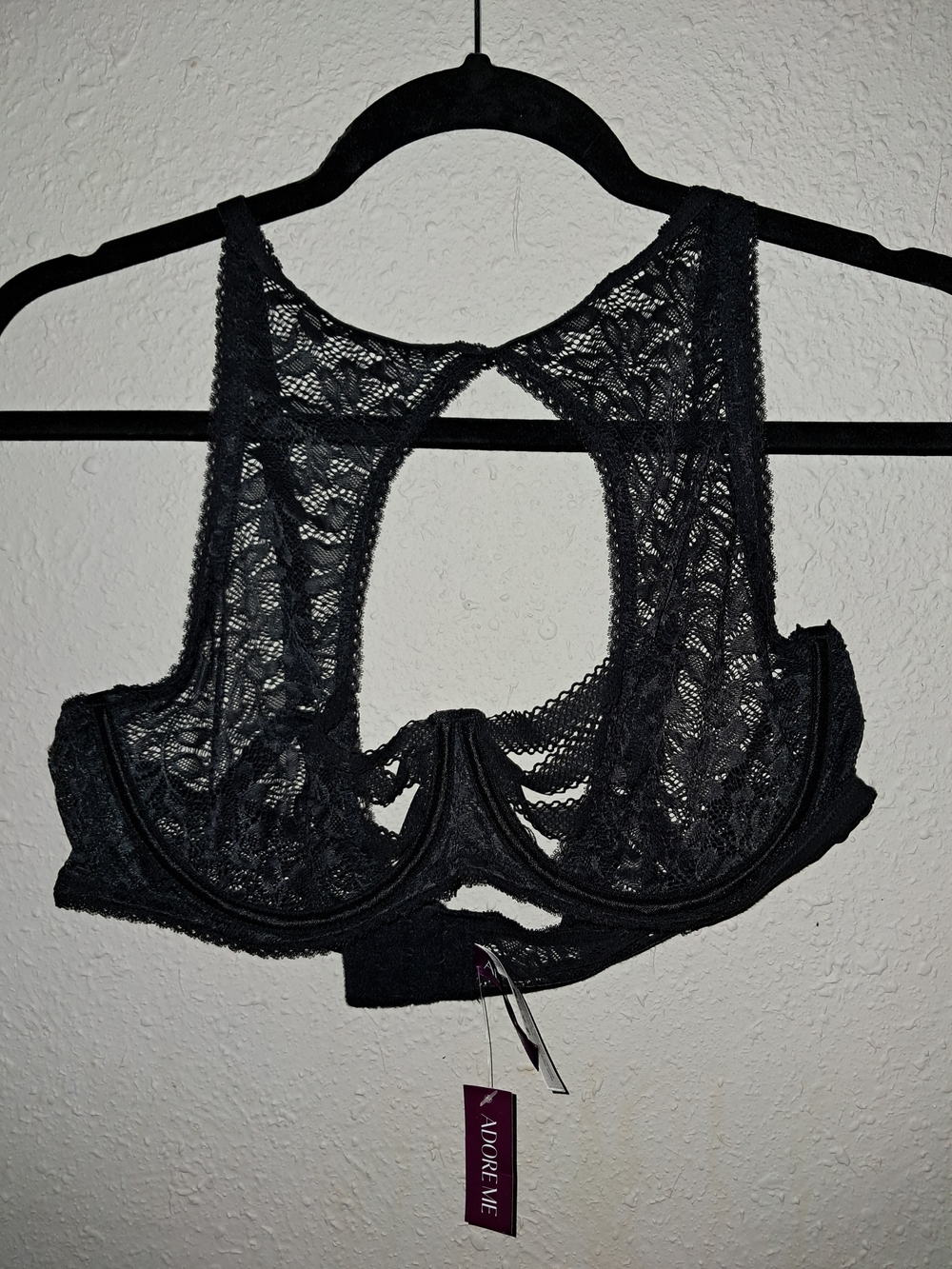 Adore Me Bra Size 38C Dania Unlined Balconette Lace High Neck Strappy Detail NWT